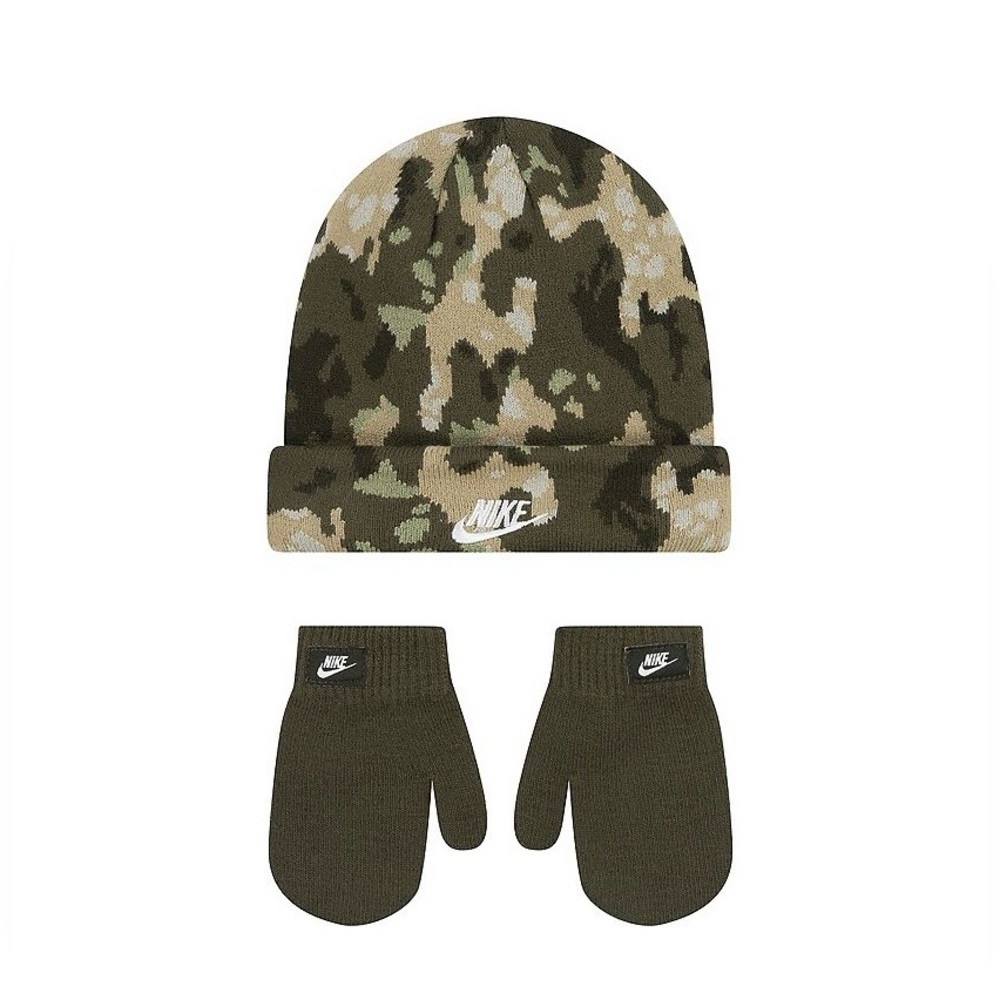 NWT |  Olive Green Toddler Nike Club Beanie & Mittens Set - 2T-4T